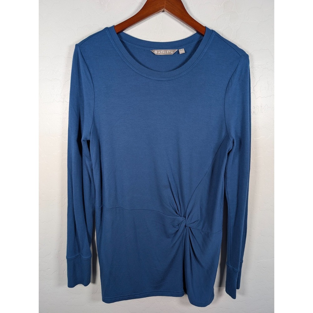 Athleta Sweatshirt Women's Small Atlantis Blue Nirvana Twist Front Top 353871-02